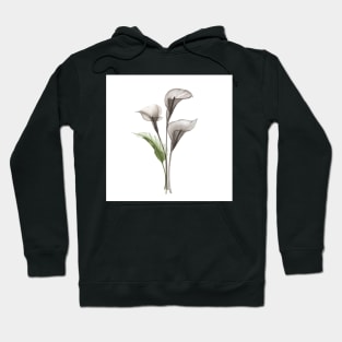 Xray Calla flowers. Tropical translucent watercolor flowers and leaves print Hoodie